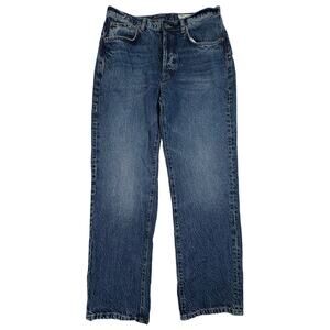 Zara High Rise Straight Leg Jeans Women's 4 Blue Denim Mom Jeans Button Fly